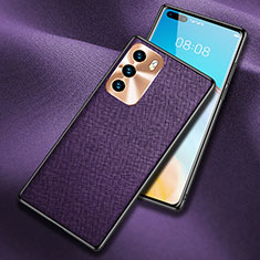 Soft Luxury Leather Snap On Case Cover N03 for Huawei P40 Purple