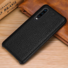 Soft Luxury Leather Snap On Case Cover P01 for Huawei P30 Black