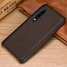 Soft Luxury Leather Snap On Case Cover P01 for Huawei P30 Brown