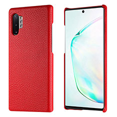 Soft Luxury Leather Snap On Case Cover P01 for Samsung Galaxy Note 10 Plus 5G Red