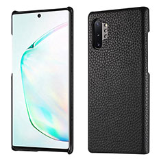 Soft Luxury Leather Snap On Case Cover P01 for Samsung Galaxy Note 10 Plus Black