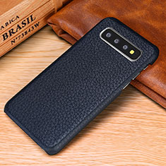 Soft Luxury Leather Snap On Case Cover P01 for Samsung Galaxy S10 Plus Blue