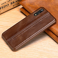 Soft Luxury Leather Snap On Case Cover P02 for Huawei P20 Brown