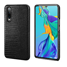 Soft Luxury Leather Snap On Case Cover P02 for Huawei P30 Black