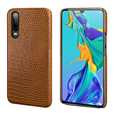Soft Luxury Leather Snap On Case Cover P02 for Huawei P30 Brown