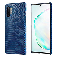 Soft Luxury Leather Snap On Case Cover P02 for Samsung Galaxy Note 10 Plus Blue