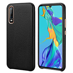 Soft Luxury Leather Snap On Case Cover P03 for Huawei P30 Black