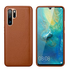 Soft Luxury Leather Snap On Case Cover P03 for Huawei P30 Pro New Edition Brown