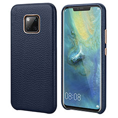 Soft Luxury Leather Snap On Case Cover P04 for Huawei Mate 20 Pro Blue