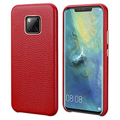 Soft Luxury Leather Snap On Case Cover P04 for Huawei Mate 20 Pro Red