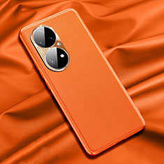 Soft Luxury Leather Snap On Case Cover QK1 for Huawei P50 Pro Orange
