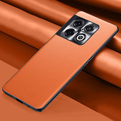 Soft Luxury Leather Snap On Case Cover QK1 for OnePlus 10 Pro 5G Orange