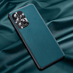 Soft Luxury Leather Snap On Case Cover QK1 for Samsung Galaxy M32 5G Cyan