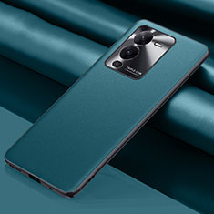 Soft Luxury Leather Snap On Case Cover QK1 for Vivo V25 Pro 5G Cyan