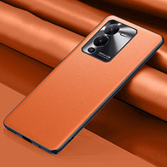 Soft Luxury Leather Snap On Case Cover QK1 for Vivo V25 Pro 5G Orange