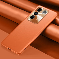 Soft Luxury Leather Snap On Case Cover QK1 for Vivo V27 5G Orange