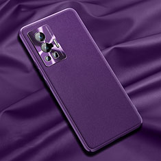 Soft Luxury Leather Snap On Case Cover QK1 for Vivo X70 Pro 5G Purple