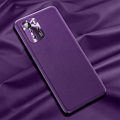 Soft Luxury Leather Snap On Case Cover QK1 for Xiaomi Redmi Note 10 Pro 5G Purple