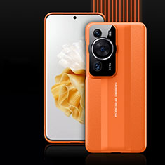 Soft Luxury Leather Snap On Case Cover QK5 for Huawei P60 Orange