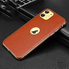 Soft Luxury Leather Snap On Case Cover R01 for Apple iPhone 11 Orange