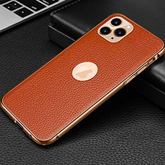 Soft Luxury Leather Snap On Case Cover R01 for Apple iPhone 11 Pro Max Orange