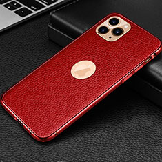 Soft Luxury Leather Snap On Case Cover R01 for Apple iPhone 11 Pro Max Red