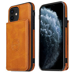 Soft Luxury Leather Snap On Case Cover R01 for Apple iPhone 12 Orange