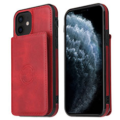 Soft Luxury Leather Snap On Case Cover R01 for Apple iPhone 12 Red