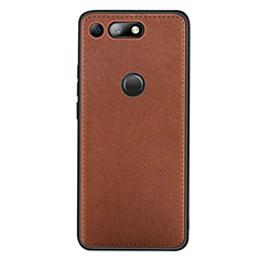 Soft Luxury Leather Snap On Case Cover R01 for Huawei Honor V20 Brown