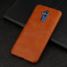Soft Luxury Leather Snap On Case Cover R01 for Huawei Mate 20 Lite Brown