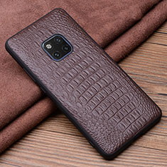 Soft Luxury Leather Snap On Case Cover R01 for Huawei Mate 20 Pro Brown
