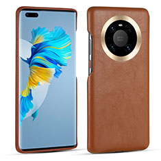 Soft Luxury Leather Snap On Case Cover R01 for Huawei Mate 40 Pro Brown