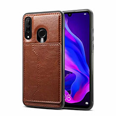 Soft Luxury Leather Snap On Case Cover R01 for Huawei Nova 4e Brown