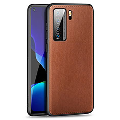 Soft Luxury Leather Snap On Case Cover R01 for Huawei Nova 7 SE 5G Brown