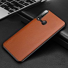 Soft Luxury Leather Snap On Case Cover R01 for Huawei P20 Lite (2019) Brown