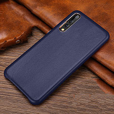 Soft Luxury Leather Snap On Case Cover R01 for Huawei P20 Pro Blue