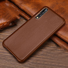 Soft Luxury Leather Snap On Case Cover R01 for Huawei P20 Pro Brown