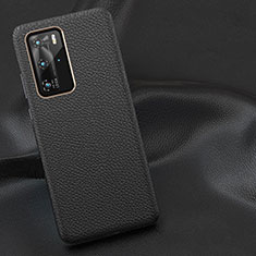 Soft Luxury Leather Snap On Case Cover R01 for Huawei P40 Pro Black