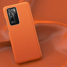 Soft Luxury Leather Snap On Case Cover R01 for Huawei P40 Pro Orange