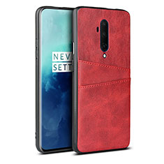 Soft Luxury Leather Snap On Case Cover R01 for OnePlus 7T Pro Red
