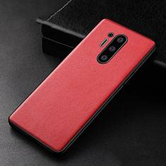 Soft Luxury Leather Snap On Case Cover R01 for OnePlus 8 Pro Red