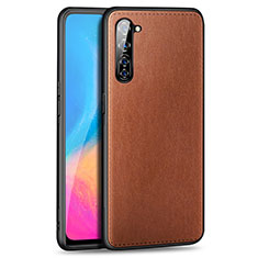 Soft Luxury Leather Snap On Case Cover R01 for Oppo F15 Brown