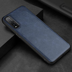 Soft Luxury Leather Snap On Case Cover R01 for Oppo Find X2 Blue