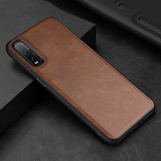 Soft Luxury Leather Snap On Case Cover R01 for Oppo Find X2 Brown