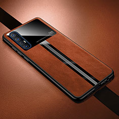 Soft Luxury Leather Snap On Case Cover R01 for Oppo Reno3 Pro Brown