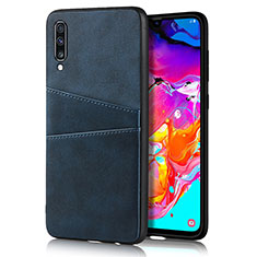 Soft Luxury Leather Snap On Case Cover R01 for Samsung Galaxy A70 Blue