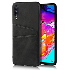 Soft Luxury Leather Snap On Case Cover R01 for Samsung Galaxy A70S Black