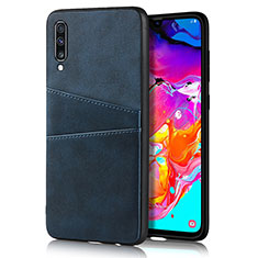 Soft Luxury Leather Snap On Case Cover R01 for Samsung Galaxy A70S Blue