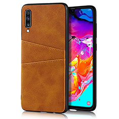 Soft Luxury Leather Snap On Case Cover R01 for Samsung Galaxy A70S Orange