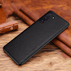 Soft Luxury Leather Snap On Case Cover R01 for Samsung Galaxy Note 10 5G Black